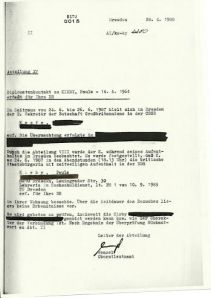 Paula's Stasi file also contained a copy of this letter, dated Febraury 1988, concerning her 'connections' with an official at the British Embassy in Prague. 