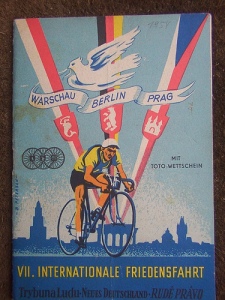 A poster advertising the 1954 Peace Race - an annual stage cycling race known as 'the Tour de France of the East'.