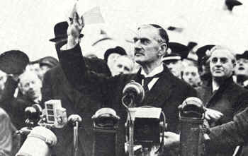 British Prime Minister Neville Chaimberlain's declaration that the Munich agreement, ceding control over Czechoslovakian territory to Hitler, would secure 'peace in our time'. Source: http://www.historylearningsite.co.uk/wp-content/uploads/2015/05/nevill3.jpg 